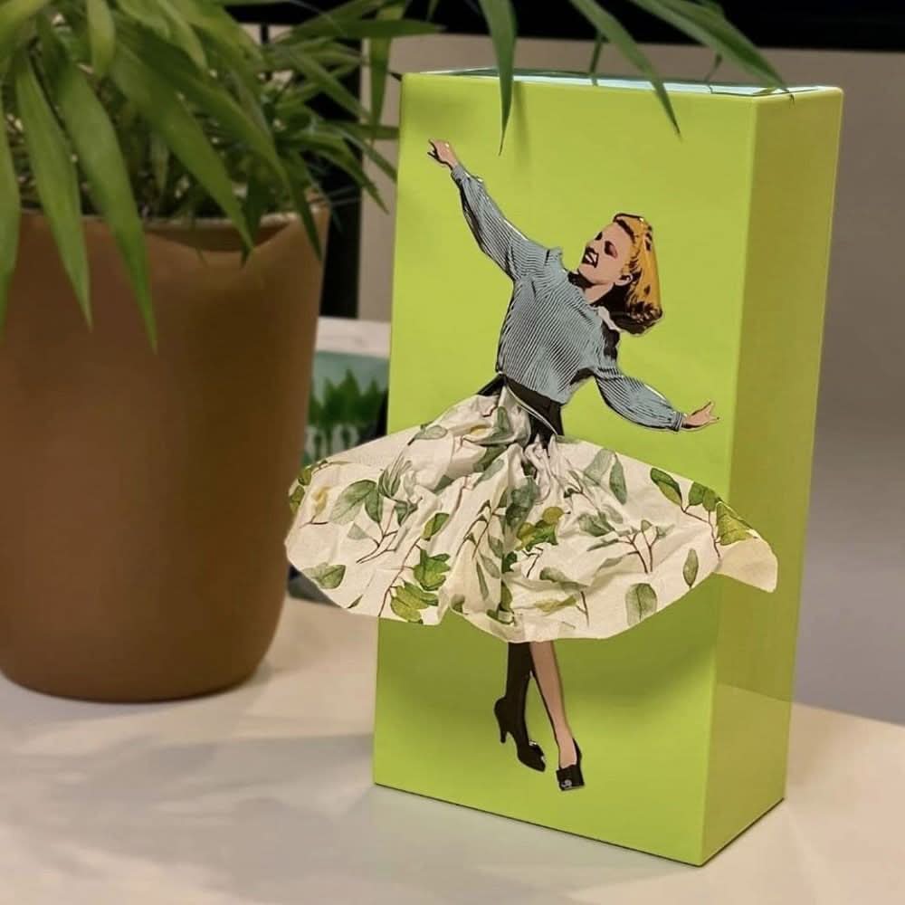 TissuDance Tissue Box Cover - Playful Plastic Design for Home Decor
