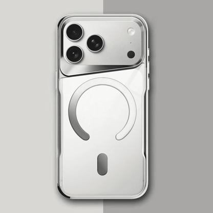Translucent Hard Shell Case with Magnetic Charging for iPhone 12-17 – Metallic Finish, Raised Edges, Shock Protection