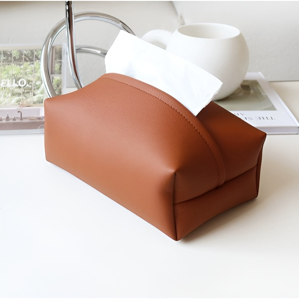 Tivara Tissue Holder - Durable PU Leather, Compact for Car and Home