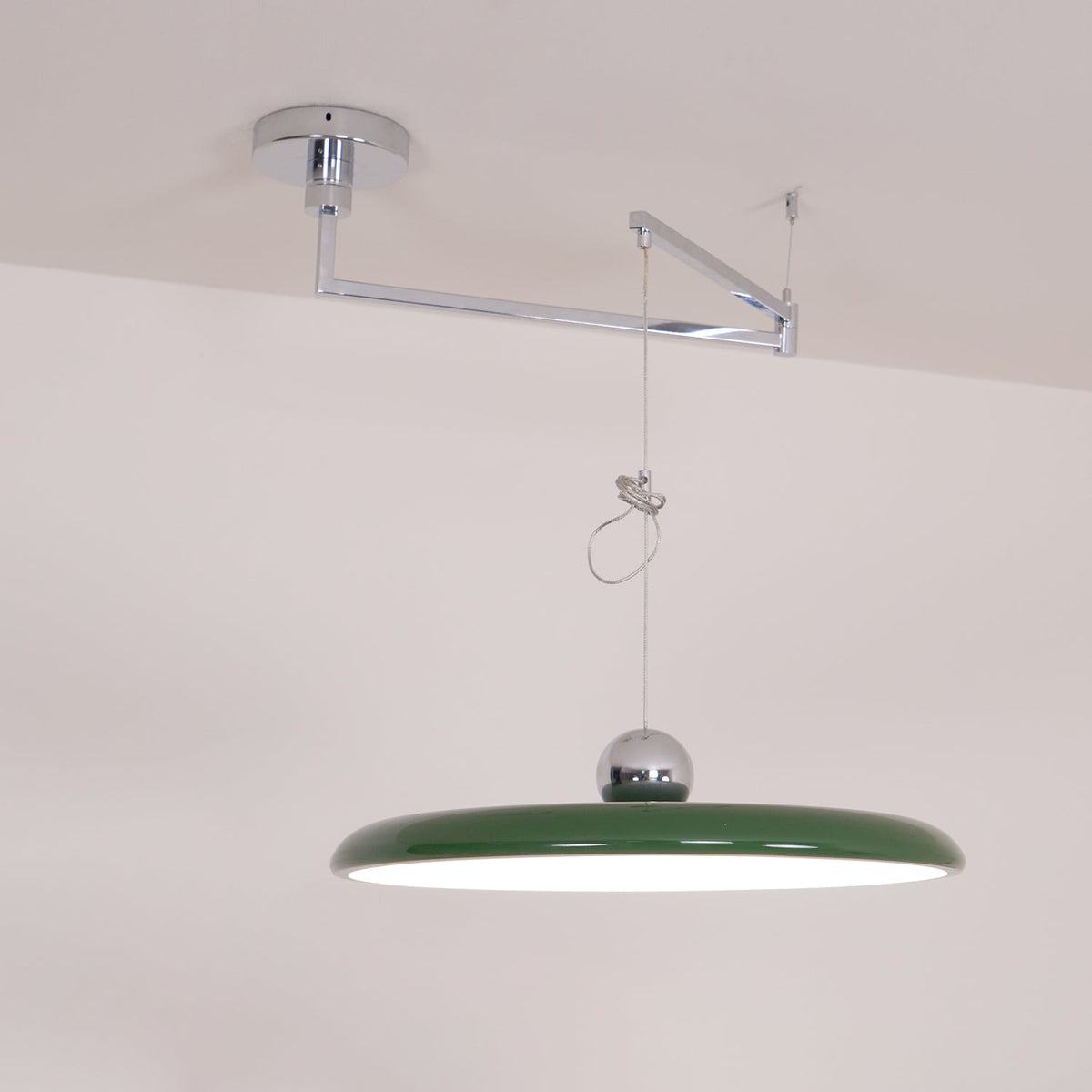 Adjustable Swing Arm Pendant Light with Round Metal Shade for Kitchen Island & Workspace