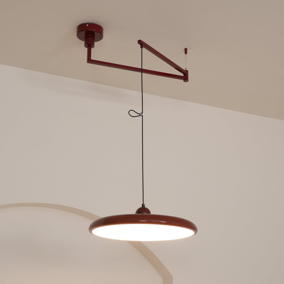Hanging Drop Ceiling Fixture Acrylic Disk 16-Inch Yellow for Kitchen Island Dining Table Contemporary LED Overhead Light Adjustable Cord 59