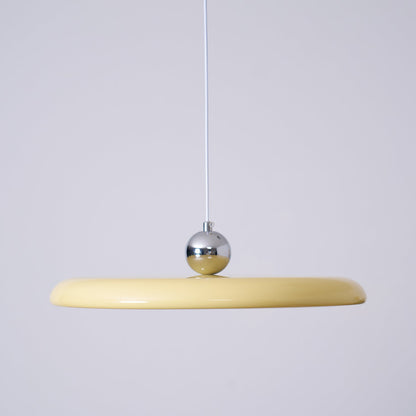 Hanging Drop Ceiling Fixture Acrylic Disk 16-Inch Yellow for Kitchen Island Dining Table Contemporary LED Overhead Light Adjustable Cord 59