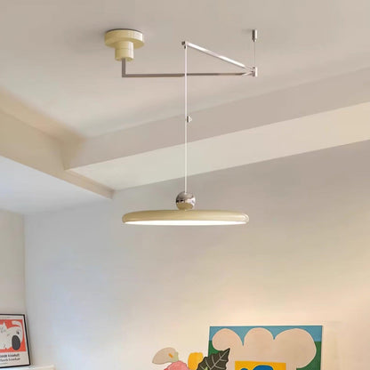 Swing-Arm Chandelier with Integrated LEDs for Kitchen Island, Dining Table & Home Office – Metal Shade, Adjustable Height