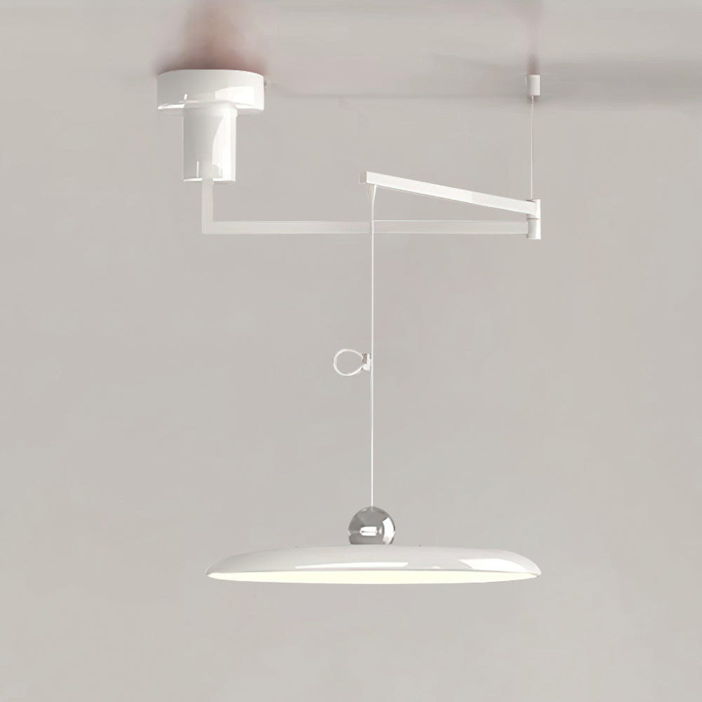 Hanging Drop Ceiling Fixture Acrylic Disk 16-Inch Yellow for Kitchen Island Dining Table Contemporary LED Overhead Light Adjustable Cord 59