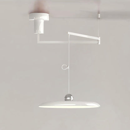 Adjustable Swing Arm Pendant Light with Round Metal Shade for Kitchen Island & Workspace
