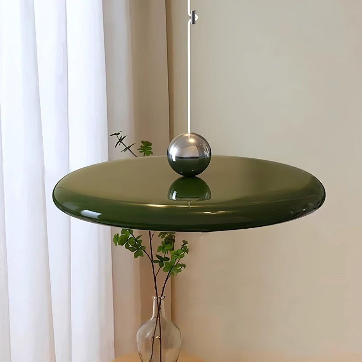 Adjustable Swing Arm Pendant Light with Round Metal Shade for Kitchen Island & Workspace