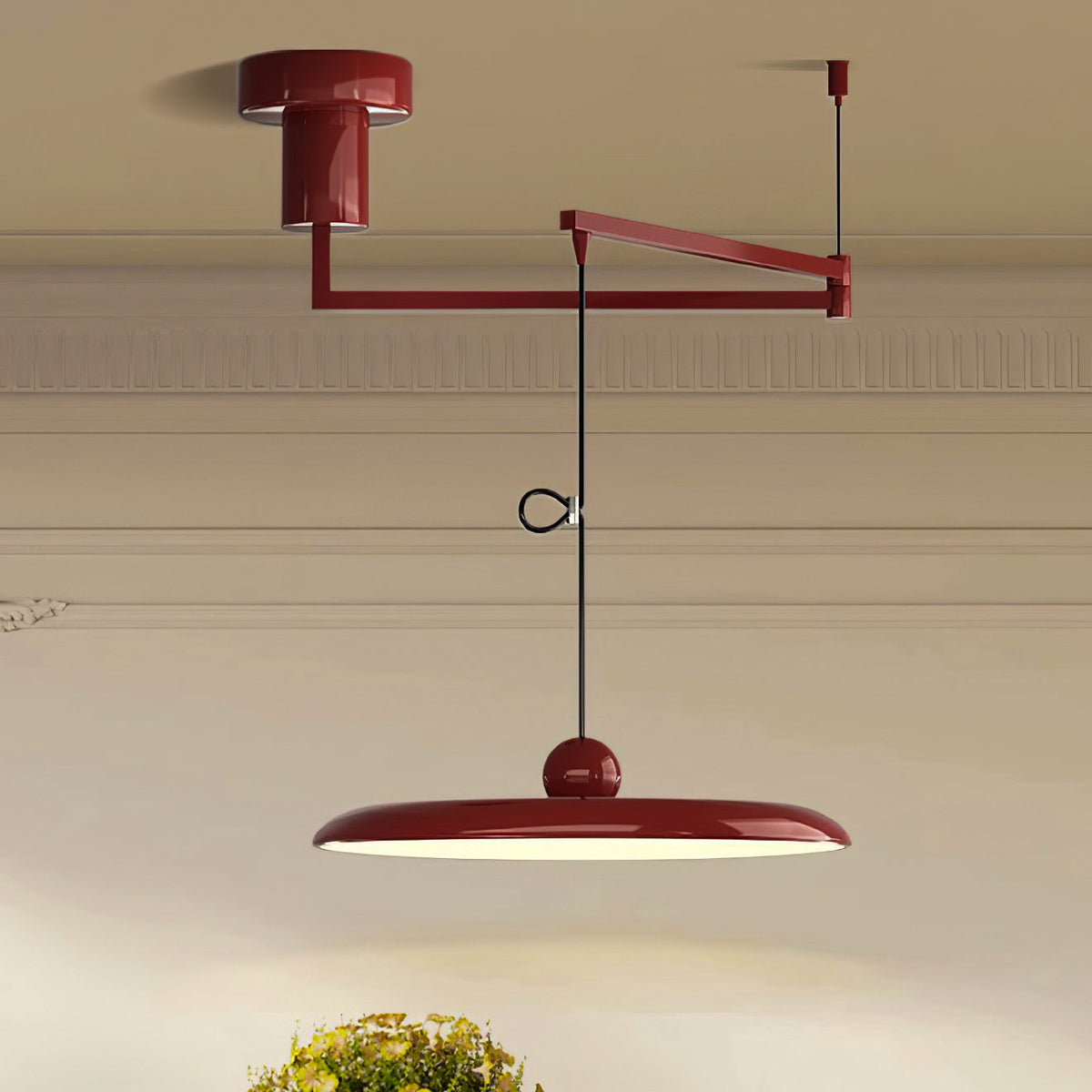 Hanging Drop Ceiling Fixture Acrylic Disk 16-Inch Yellow for Kitchen Island Dining Table Contemporary LED Overhead Light Adjustable Cord 59