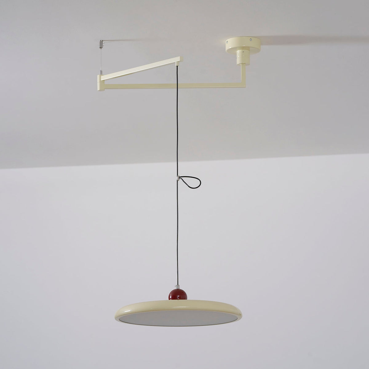 Hanging Drop Ceiling Fixture Acrylic Disk 16-Inch Yellow for Kitchen Island Dining Table Contemporary LED Overhead Light Adjustable Cord 59