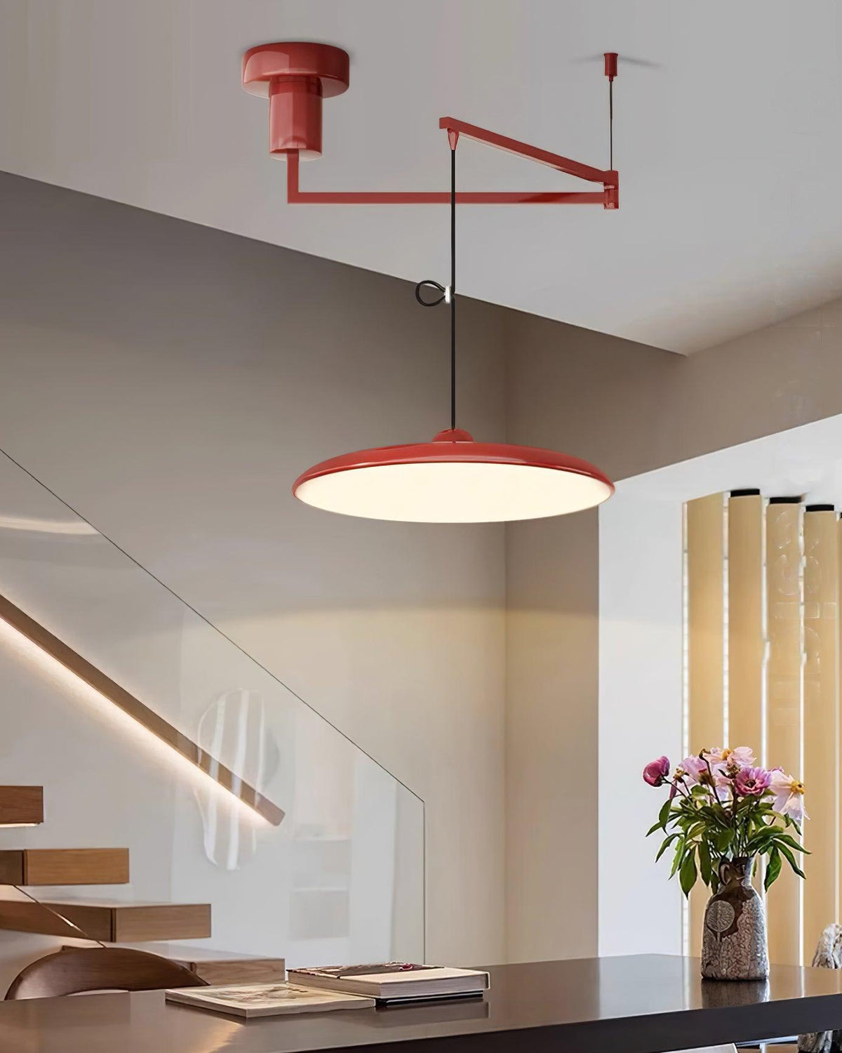 Hanging Drop Ceiling Fixture Acrylic Disk 16-Inch Yellow for Kitchen Island Dining Table Contemporary LED Overhead Light Adjustable Cord 59