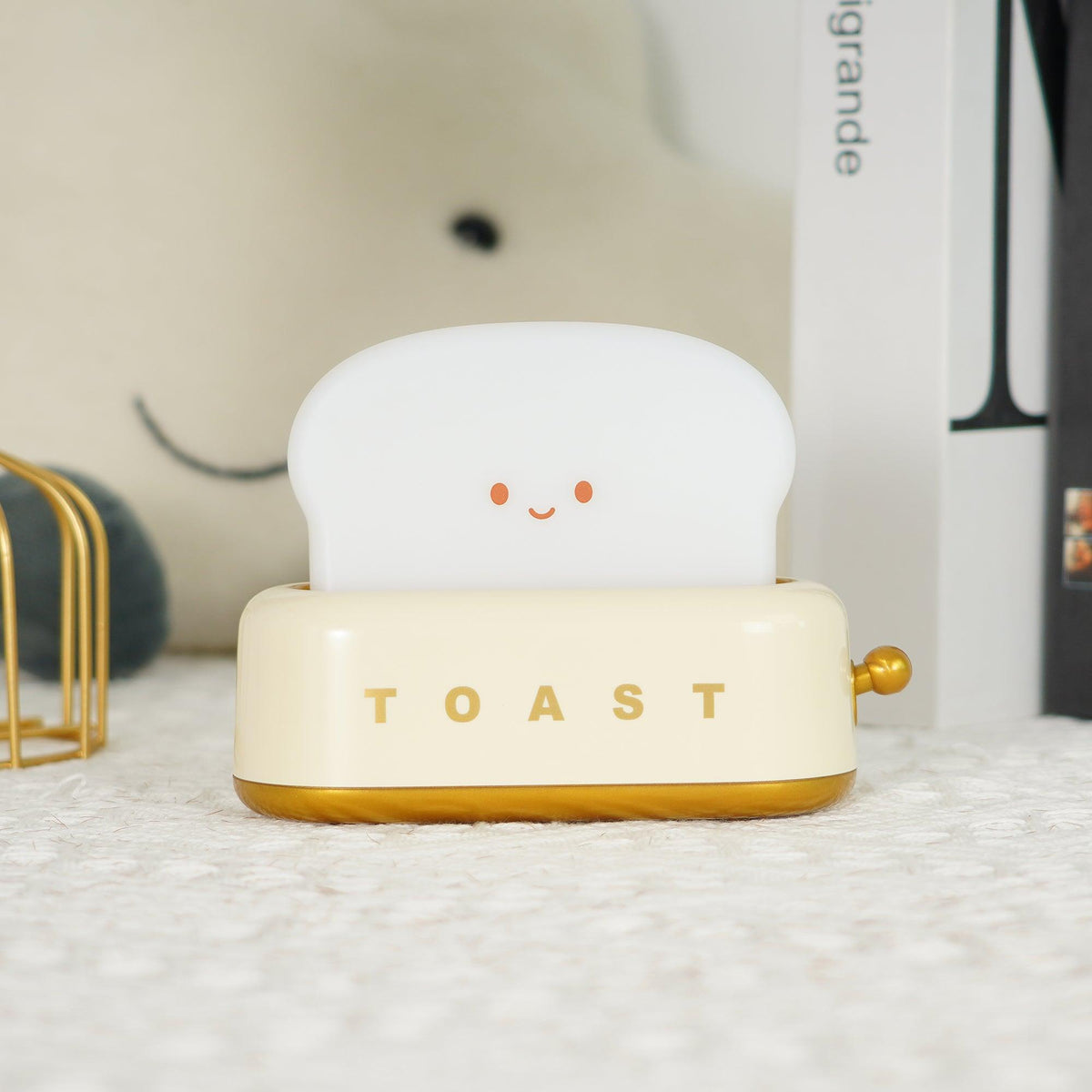 USB-Powered Toaster-Shaped LED Accent Light with Dimmer – 5.3 in Retro Desktop Lamp for Bedroom Nightstand Desk Office Dorm – Warm White Glo