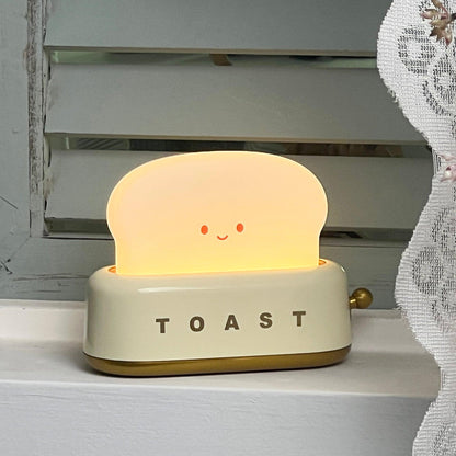 USB-Powered Toaster-Shaped LED Accent Light with Dimmer – 5.3 in Retro Desktop Lamp for Bedroom Nightstand Desk Office Dorm – Warm White Glo