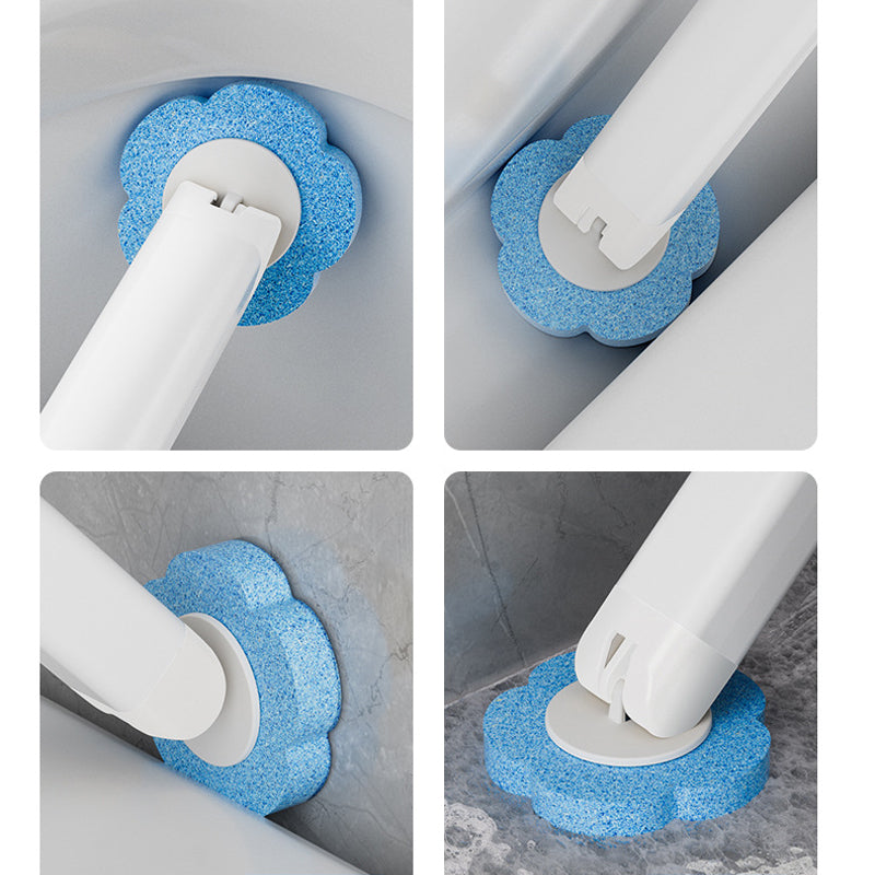 Disposable Toilet Brush with Push-Button Release & Pre-Filled Antibacterial Sponge Heads for Hands-Free Bathroom Cleaning