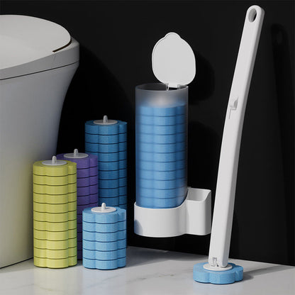 Disposable Toilet Brush with Push-Button Release & Pre-Filled Antibacterial Sponge Heads for Hands-Free Bathroom Cleaning