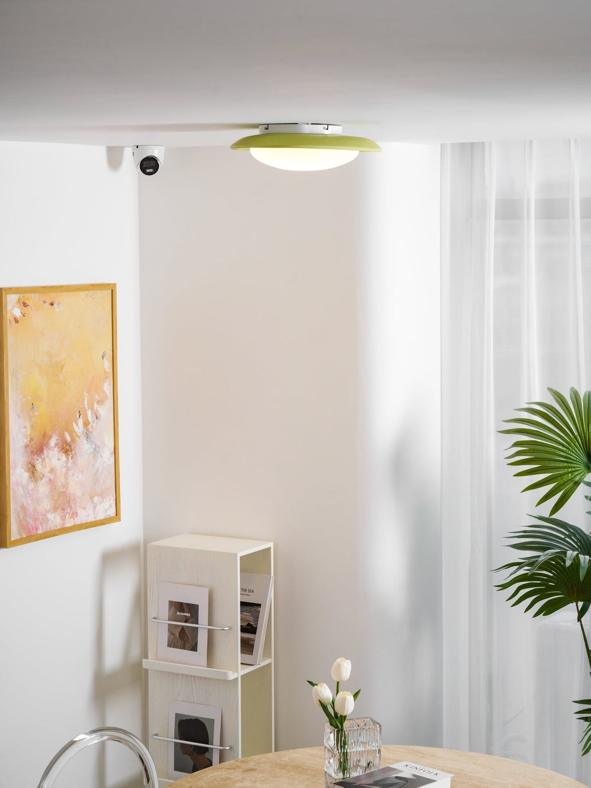 Oval Flush Mount LED Ceiling Light 18 in Green Resin for Living Room Bedroom Hallway Ambient Lighting Modern Home Decor