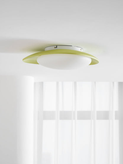 Oval Flush Mount LED Ceiling Light 18 in Green Resin for Living Room Bedroom Hallway Ambient Lighting Modern Home Decor