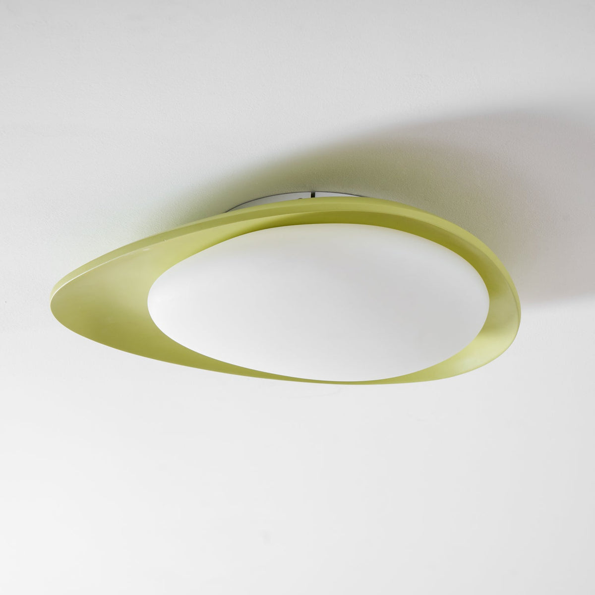 Oval Flush Mount LED Ceiling Light 18 in Green Resin for Living Room Bedroom Hallway Ambient Lighting Modern Home Decor