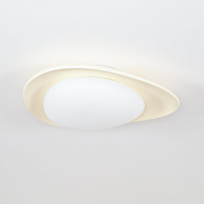 Organic Resin LED Flush Mount Light Green Beige for Bedroom Living Room Dining Room Modern Overhead Lighting Nature-Inspired