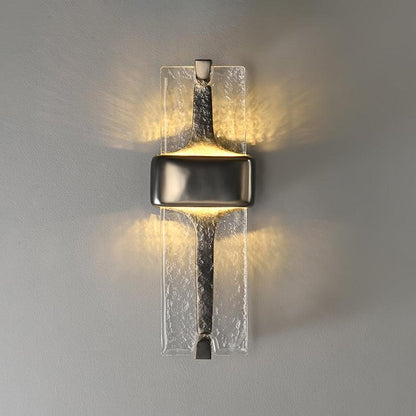 LED Glass Wall Sconce Black Gold Finish 20 Inch Vertical Accent Light Entryway Bedroom Corridor Fixture Adjustable 3000K 4000K 6000K for Mod