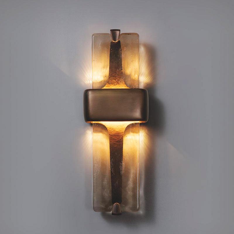 LED Glass Wall Sconce Black Gold Finish 20 Inch Vertical Accent Light Entryway Bedroom Corridor Fixture Adjustable 3000K 4000K 6000K for Mod