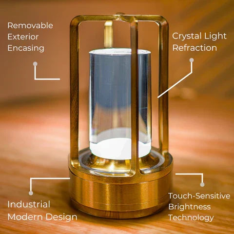 Rechargeable LED Accent Lamp 7-Inch Crystal-Style Cordless Design 3 Light Modes Portable Nightstand Bedroom Living Room Desk Decorative Ligh