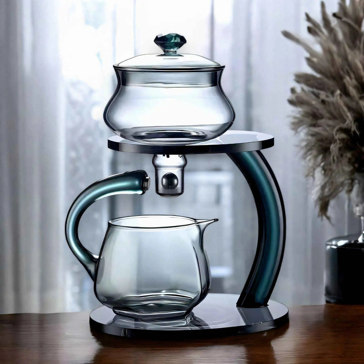 Clear Glass Loose Leaf Tea Pot with Magnetic Strainer Heat Safe Borosilicate 356°F Infuser Kettle for Green Black Herbal Tea Brewing Gold Bl
