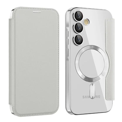 Clear Folio Card Holder Phone Case for Samsung Galaxy S22 S23 S24 S25 S26 with MagSafe Ring & Full-Screen Cover