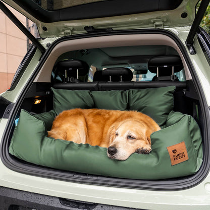 Padded Pet Car Seat Cover Protector with Bolsters for Back Seat – Quilted Waterproof Auto Bench Liner for Dogs & Cats