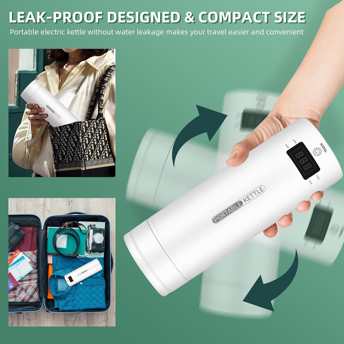 Compact Electric Kettle for Travel – Smart Temperature Control with LCD