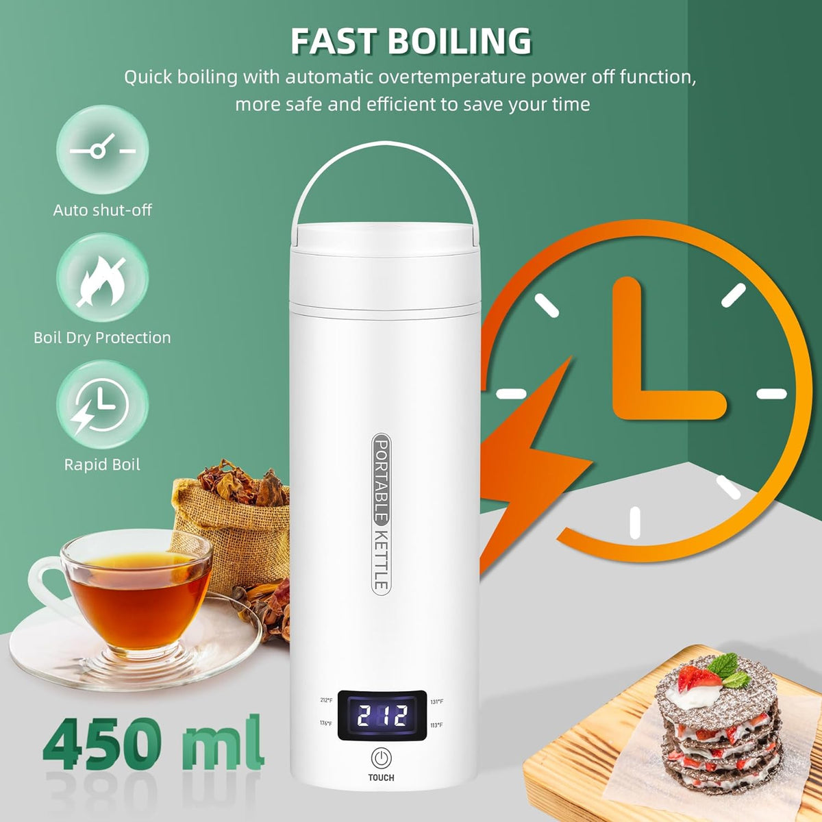 TravelMate | Bouilloire électrique portable avec contrôle intelligent de la température | Chauffe-eau compact de 1 L pour boissons chaudes