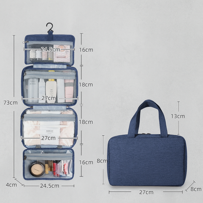 Travel Essentials | Multi-Compartment Toiletries Organizer with Zippered Pockets | Durable Design for Organized Packing
