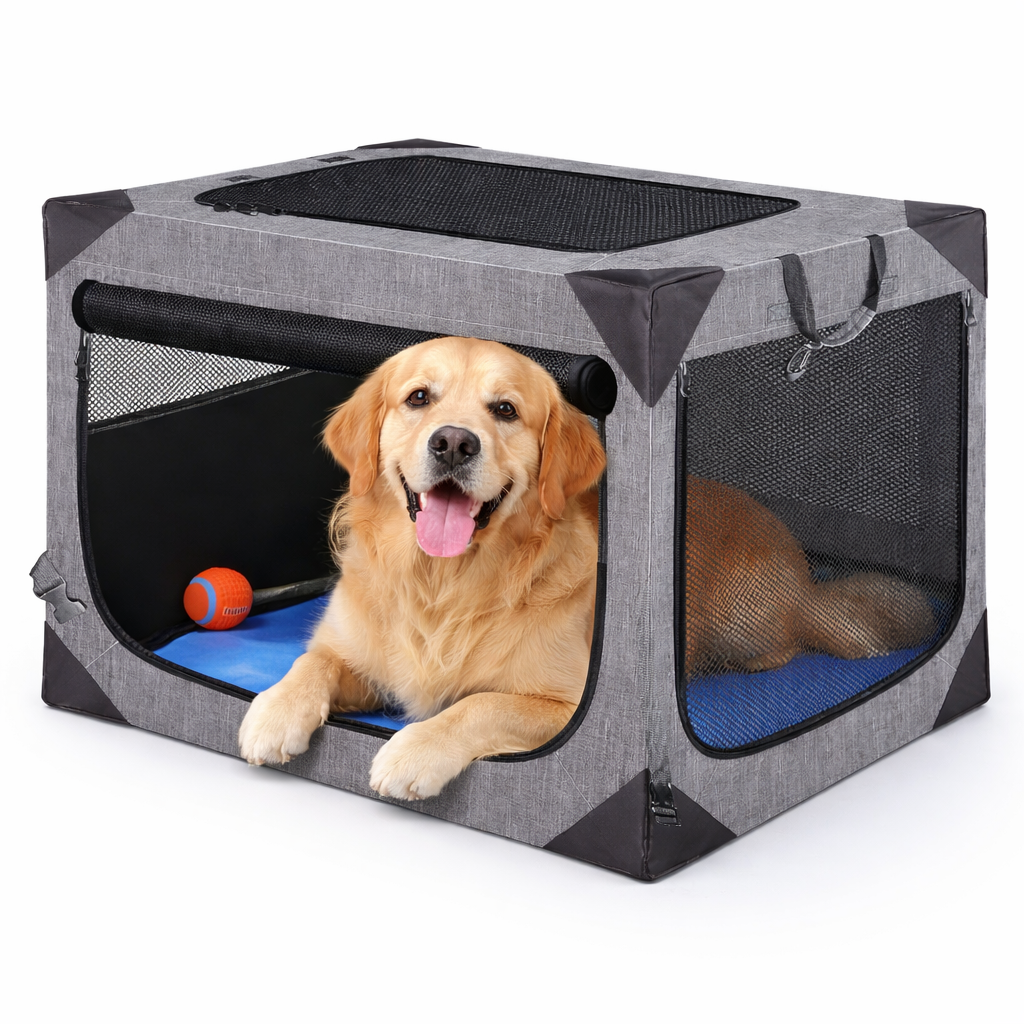 Travel Haven | Grande cage pour chien en tissu résistant aux morsures et aérée | Conception légère pour le confort et la sécurité