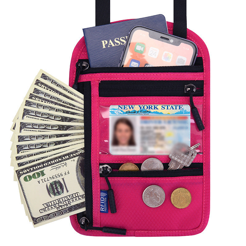 Travel Neck Pouch | RFID Blocking Passport Holder with Water-Resistant Design | Secure Storage for Valuables