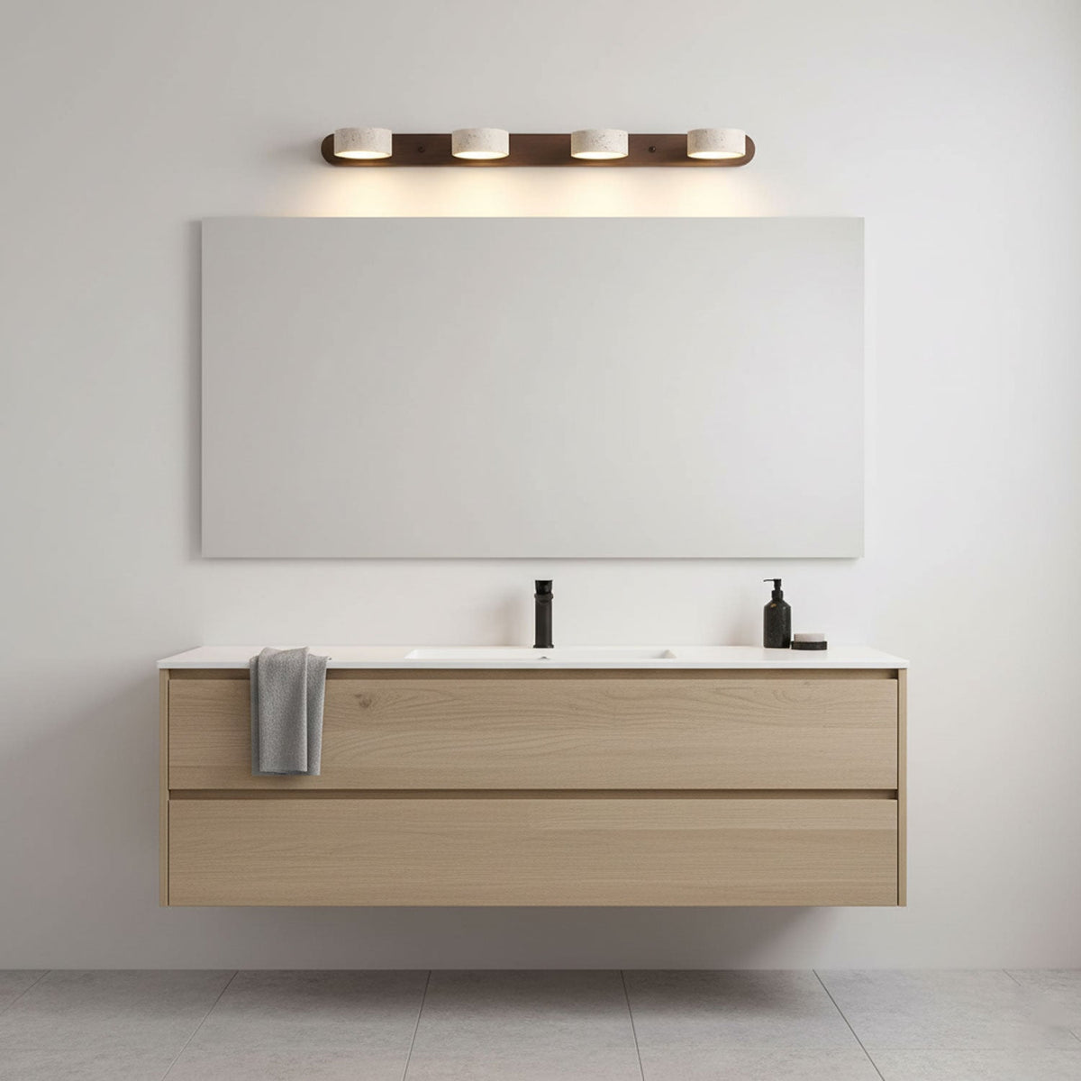 Natural Stone Wall Sconce with Integrated LED 2-Light Hardwired Fixture Wood Accent Lighting for Bedroom Hallway Living Room Indoor Ambient