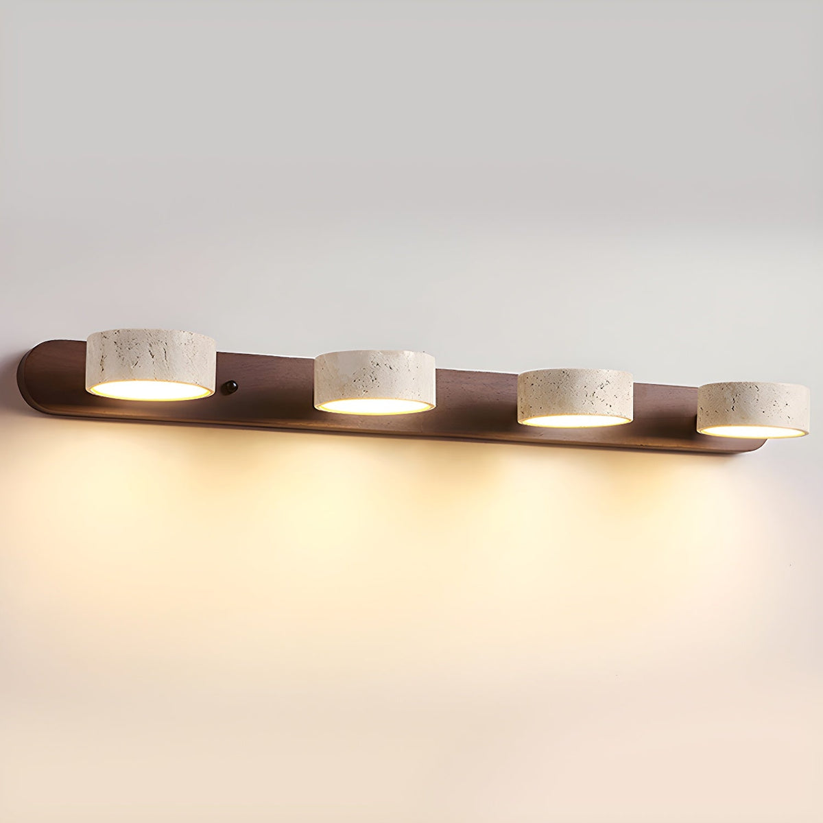 Natural Stone Wall Sconce with Integrated LED 2-Light Hardwired Fixture Wood Accent Lighting for Bedroom Hallway Living Room Indoor Ambient