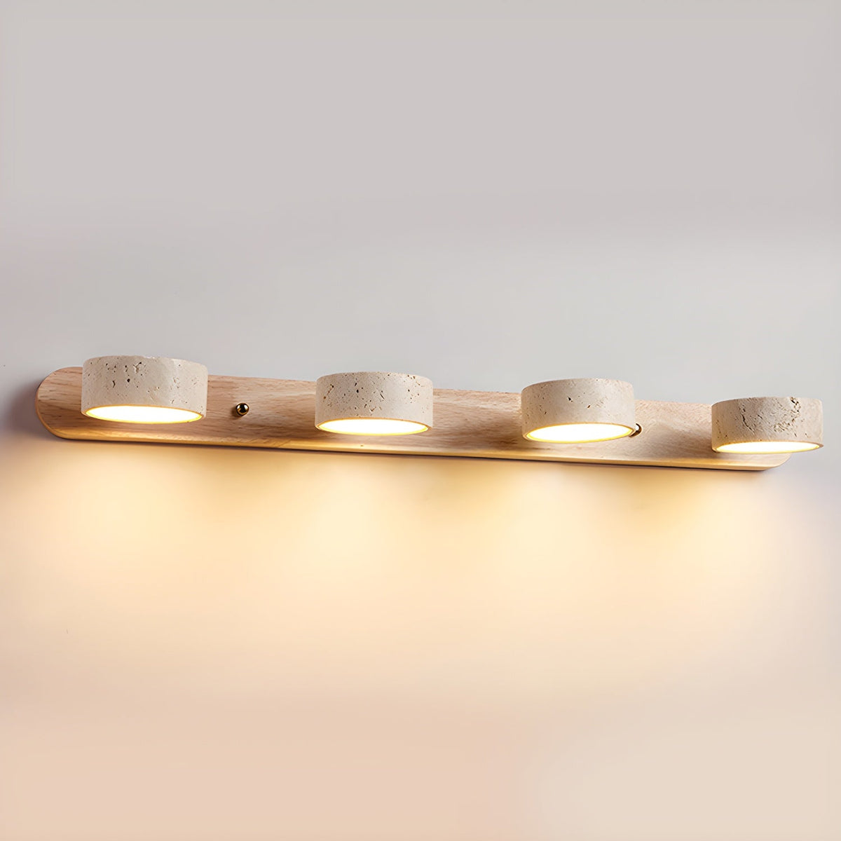 Applique murale LED en pierre et bois, intensité variable, 3 températures de couleur, luminaire moderne pour couloir, chambre ou salon, accent décoratif, texture naturelle, minimaliste