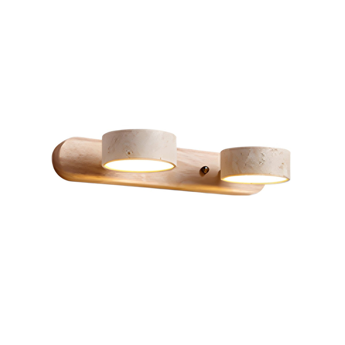 Natural Stone Wall Sconce with Integrated LED 2-Light Hardwired Fixture Wood Accent Lighting for Bedroom Hallway Living Room Indoor Ambient