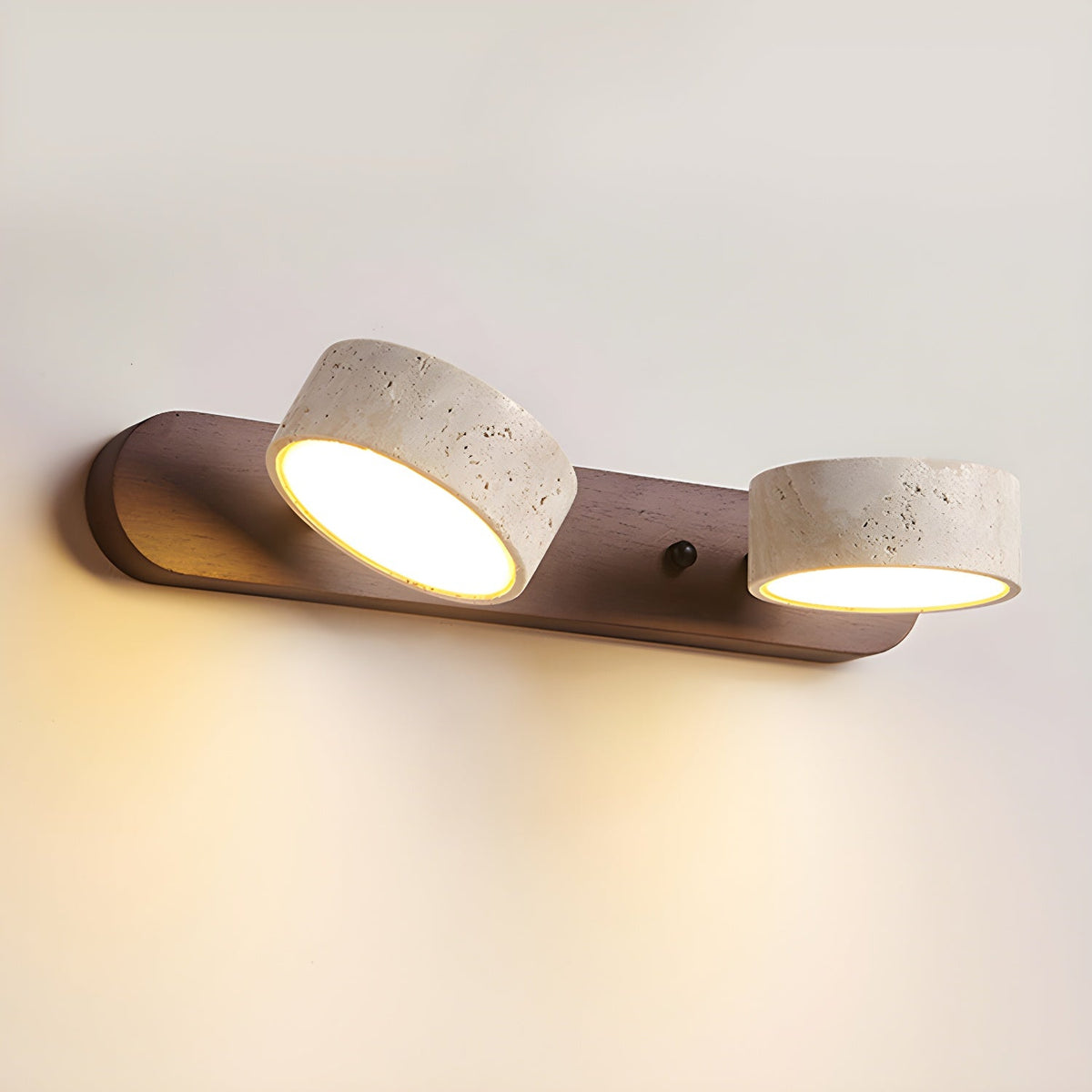 Natural Stone Wall Sconce with Integrated LED 2-Light Hardwired Fixture Wood Accent Lighting for Bedroom Hallway Living Room Indoor Ambient