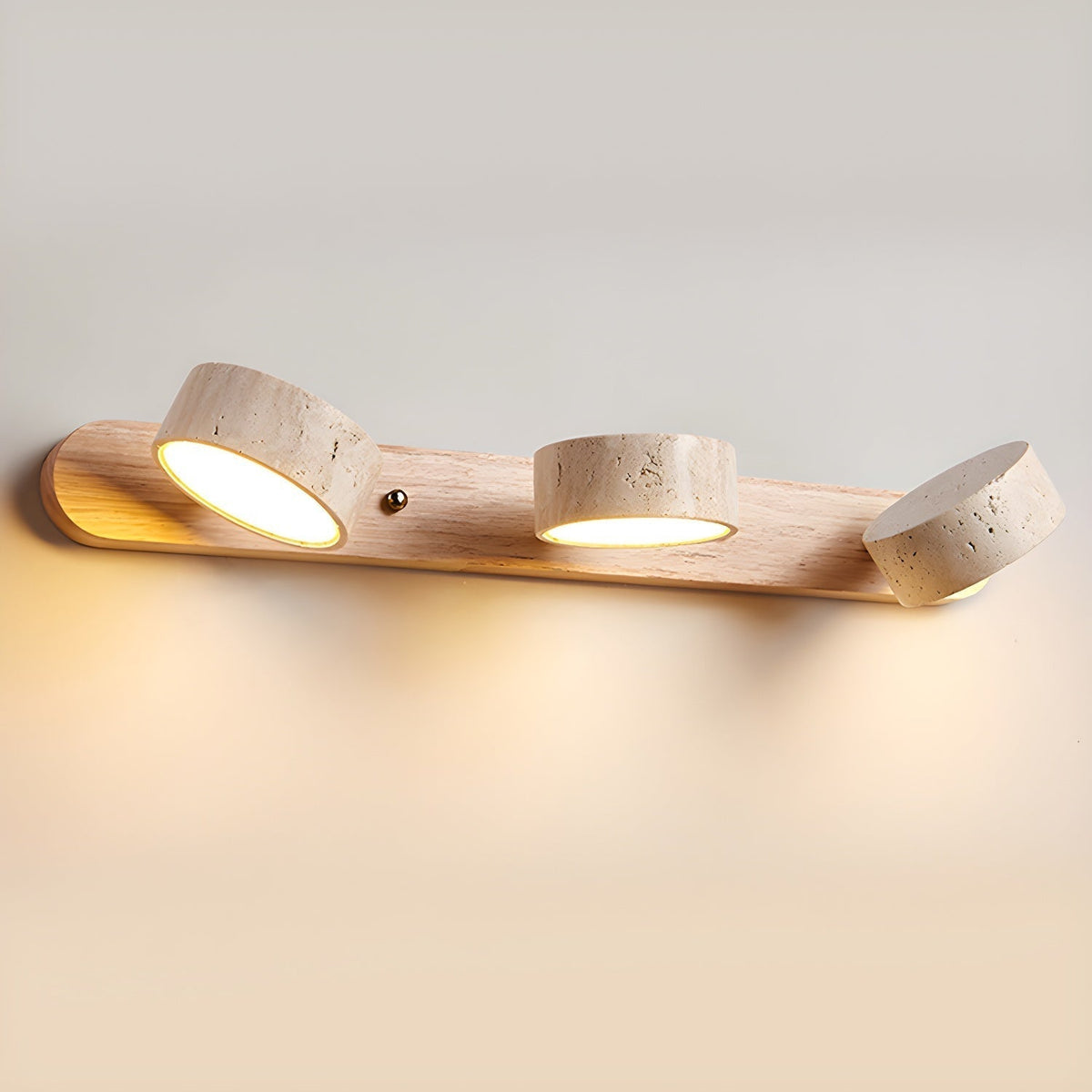Applique murale LED en pierre et bois, intensité variable, 3 températures de couleur, luminaire moderne pour couloir, chambre ou salon, accent décoratif, texture naturelle, minimaliste