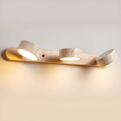 Applique murale LED en pierre et bois, intensité variable, 3 températures de couleur, luminaire moderne pour couloir, chambre ou salon, accent décoratif, texture naturelle, minimaliste