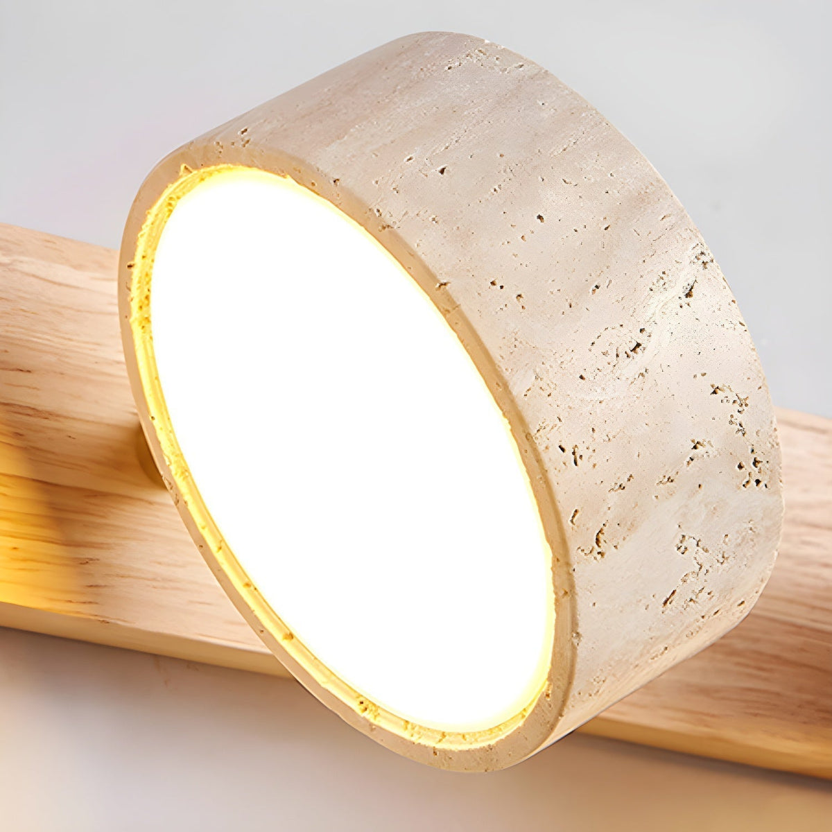 Applique murale LED en pierre et bois, intensité variable, 3 températures de couleur, luminaire moderne pour couloir, chambre ou salon, accent décoratif, texture naturelle, minimaliste