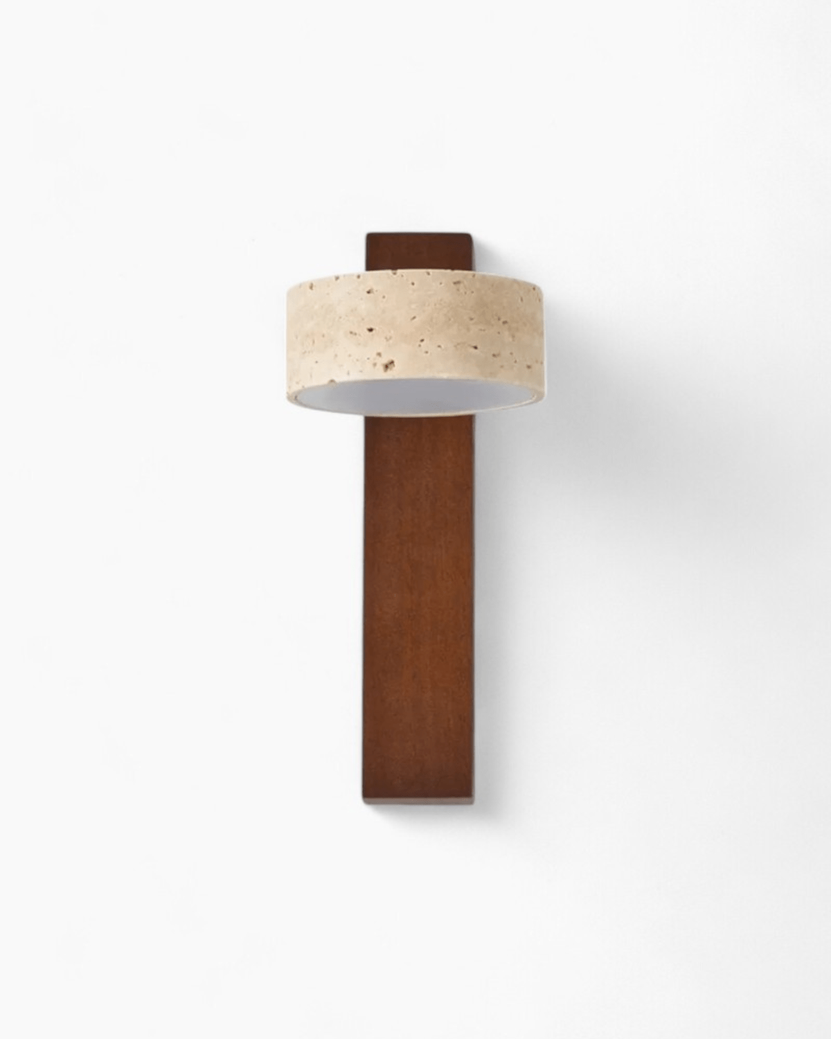 Adjustable Walnut & Stone Sconce with Focused Downlight for Bedside Reading and Hallways 9.3 in Tall Japandi Natural Material Fixture