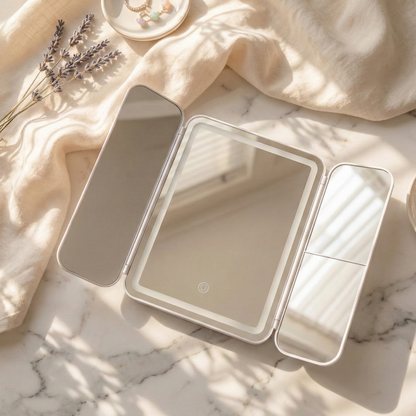 TriLuxe Glow | LED Vanity Mirror with Adjustable Brightness | Flawless Illumination for Perfect Makeup Application