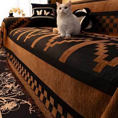 Tribal Chenille Sofa Cover - Soft Microfiber, Stylish Protection