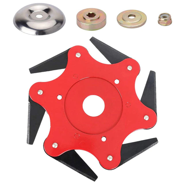 6-Blade Steel Trimmer Head for Gas String Trimmers – Universal Fit Weed Eater Attachment for Heavy-Duty Lawn Care