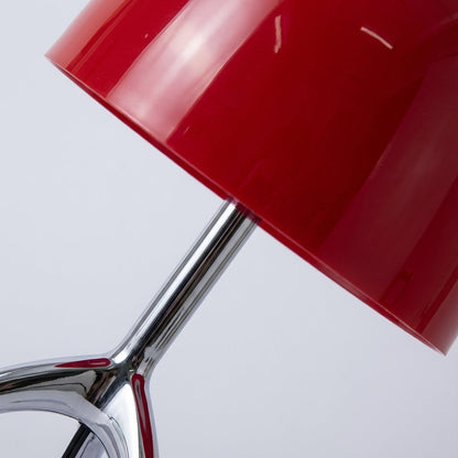 Tripod Desk Lamp with Dome Shade 18 Inch LED Task Light Copper Metal Base Red Accent for Bedroom Office Nightstand Modern Sculptural Reading