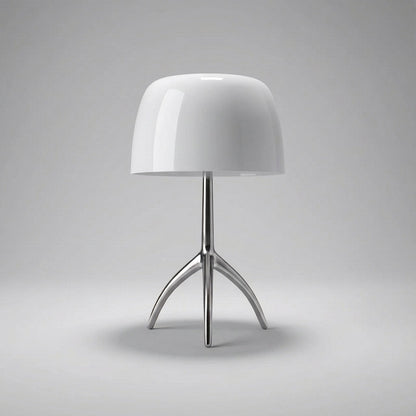 Tripod Desk Lamp with Dome Shade 18 Inch LED Task Light Copper Metal Base Red Accent for Bedroom Office Nightstand Modern Sculptural Reading