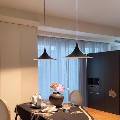 Metal Dome Drop Ceiling Fixture for Kitchen Island & Dining Table – Cord-Adjustable Contemporary Hanging Light with E26 Socket in Black, Whi