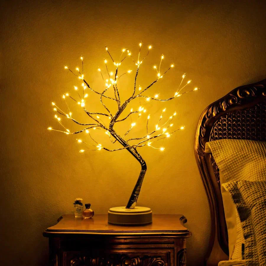 Branch Light Sculpture 16-Inch Cordless Bedside Accent Battery Operated Touch Sensor Glow Art for Nightstand Mantel Shelf Decor