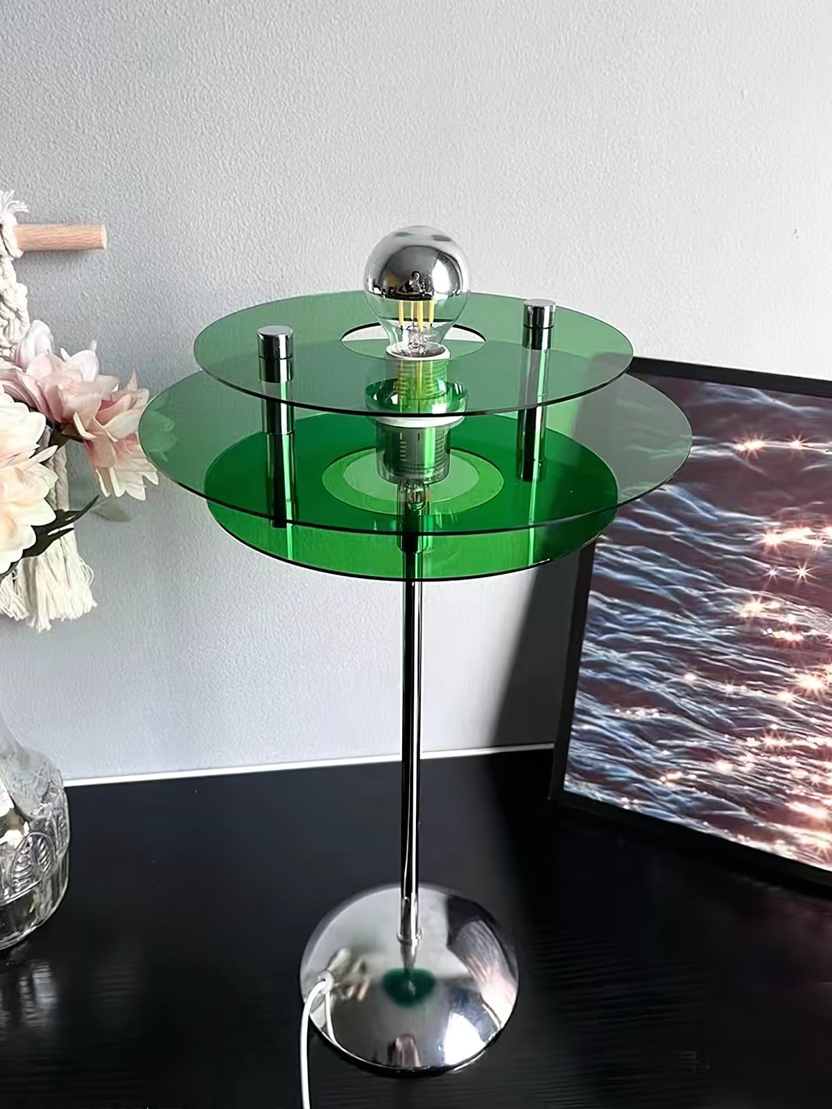 Sculptural Acrylic Accent Lamp with LED Compatibility – 9 in Geometric Nightstand Light for Bedroom Office Reading – Modern Stacked Design U