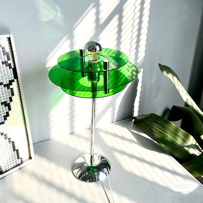 Sculptural Acrylic Accent Lamp with LED Compatibility – 9 in Geometric Nightstand Light for Bedroom Office Reading – Modern Stacked Design U